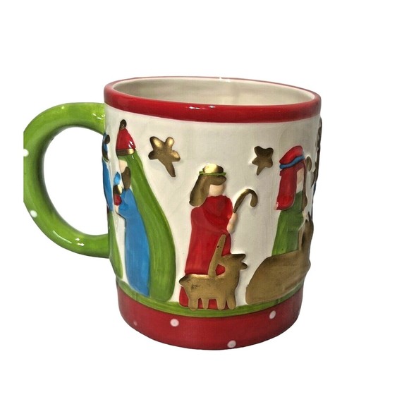Nativity Ceramic Mug from Faith At Home 2007 Christmas w/Rotating Mary and Baby - Picture 2 of 8